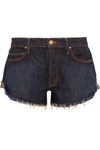 THE GREAT THE CUT OFF FRAYED DENIM SHORTS