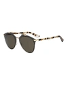 Dior Women's Reflected Mirrored Brow Bar Aviator Sunglasses, 52mm In Havana Tortoise/solid Gray Lens
