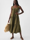 Faherty Marina Seersucker Dress In Military Olive
