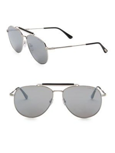 Tom Ford Sean Metal Aviator Sunglasses, Palladium/black In Grey
