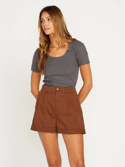 Volcom Frochickie Trouser Shorts - Dark Clay In Brown
