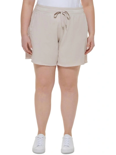 Calvin Klein Performance Plus Womens Fitness Gym Shorts In Beige