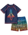 Andy & Evan Kids' Little Boy's Rashguard T-shirt & Swim Trunks Set In Blue