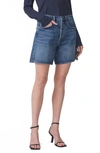 Citizen Of Humanity Marlow High Waist Long Organic Cotton Denim Shorts In Amaretto