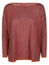 Alessandro Aste Boat Neck Striped Linen Sweater In Orange