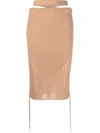Andreädamo Andreādamo Nude Viscose Blend Skirt In 002 0476 Nude