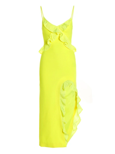 David Koma 'crossbody & Open Leg Ruffle Detail' Dress In Yellow