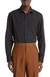 Burberry Sherfield Equestrian Knight Stretch Cotton Poplin Button-up Shirt In Black