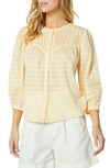 Joie Fanning Gathered Cotton-jacquard Top In Chamomile Multi
