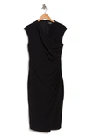 ALEXIA ADMOR YOON CAP SLEEVE DRAPED SHEATH DRESS