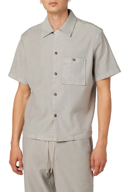 Hudson Short Sleeve Linen Blend Button-up Camp Shirt In Grey