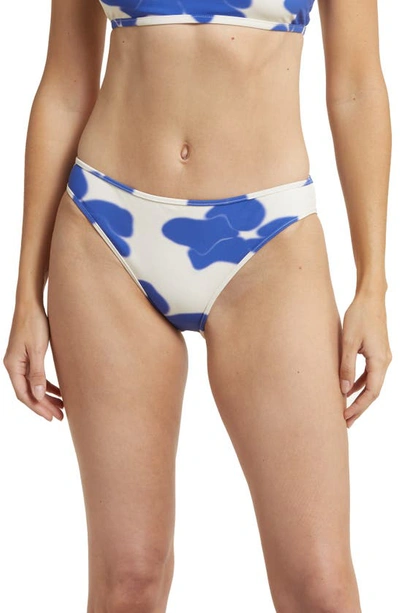 Nu Swim High Cut Bikini Bottoms In Blue/ White Floral