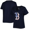 Profile Navy Boston Red Sox Plus Size Banner V-neck T-shirt In Navy