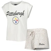 CONCEPTS SPORT CONCEPTS SPORT WHITE/CREAM PITTSBURGH STEELERS MONTANA KNIT T-SHIRT & SHORTS SLEEP SET