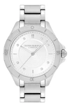 Olivia Burton Women's Sports Luxe Guilloche Silver-tone Stainless Steel Watch 36mm In Silver