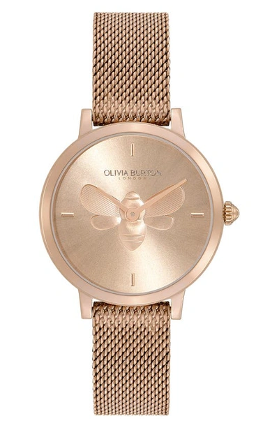 OLIVIA BURTON SIGNATURE BEES MESH STRAP WATCH, 28MM