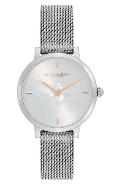 Olivia Burton Women's Ultra Slim Bee Silver-tone Stainless Steel Watch 28mm