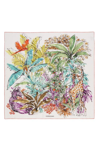 Ferragamo Jungle Print Square Silk Scarf In Multi