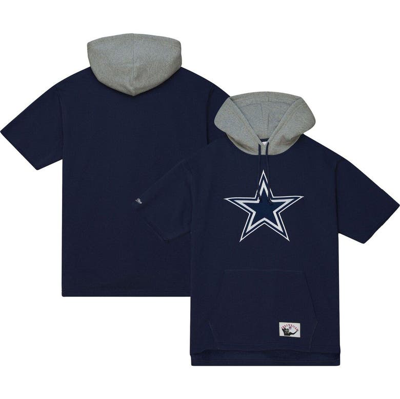 Mitchell & Ness Men's  Navy Dallas Cowboys Postgame Short Sleeve Hoodie