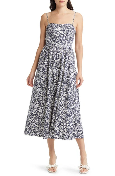 & Other Stories Print Maxi Dress In Navy Small Flower Chayna Aop