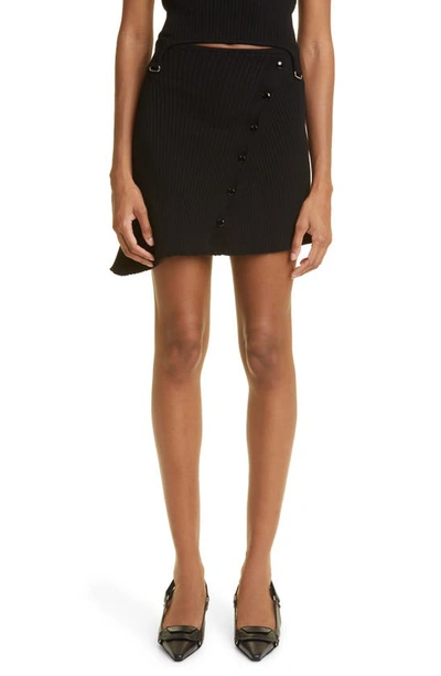 Courrèges Asymmetric Ribbed-knit Mini Skirt In Black