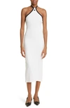 COURRÈGES CONTRAST TRIM COTTON HALTER DRESS