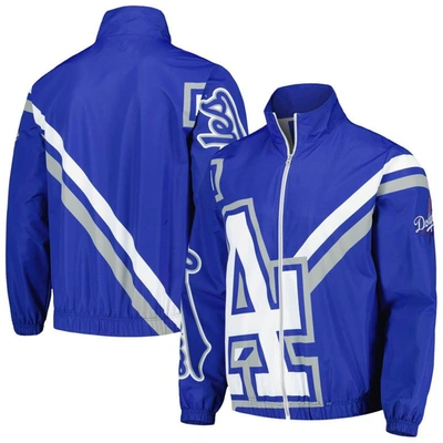 MITCHELL & NESS MITCHELL & NESS ROYAL LOS ANGELES DODGERS EXPLODED LOGO WARM UP FULL-ZIP JACKET