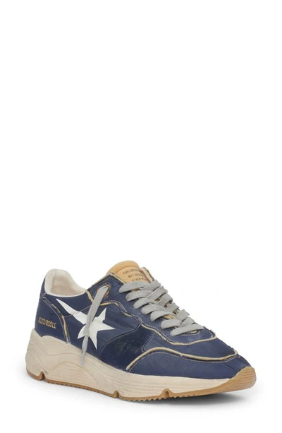 Golden Goose Running Sole Leather Sneakers In Blue