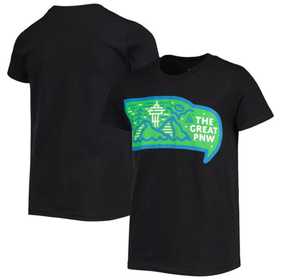 The Great Pnw Kids' Youth  Black Seattle Seahawks United T-shirt