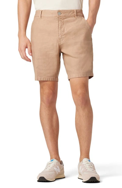 Hudson Linen Blend Twill Chino Shorts In Latte