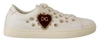 DOLCE & GABBANA DOLCE & GABBANA WHITE LEATHER GOLD RED HEART SNEAKERS WOMEN'S SHOES