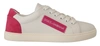 DOLCE & GABBANA DOLCE & GABBANA WHITE PINK LEATHER LOW TOP SNEAKERS WOMENS SHOES