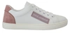DOLCE & GABBANA DOLCE & GABBANA WHITE PINK LEATHER LOW TOP SNEAKERS WOMEN'S SHOES