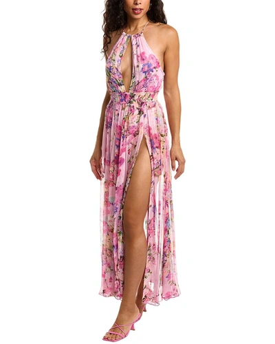 Rococo Sand Chiffon Silk Maxi Dress In Pink