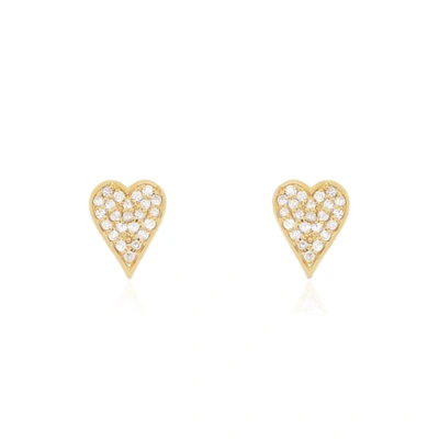The Lovery Diamond Pave Heart Stud Earrings In Gold