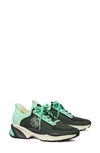 Tory Burch Good Luck Mesh And Leather Sneakers In Mint / Black