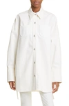 Courrèges Mega Size Cotton-blend Denim Shirt In Heritage White