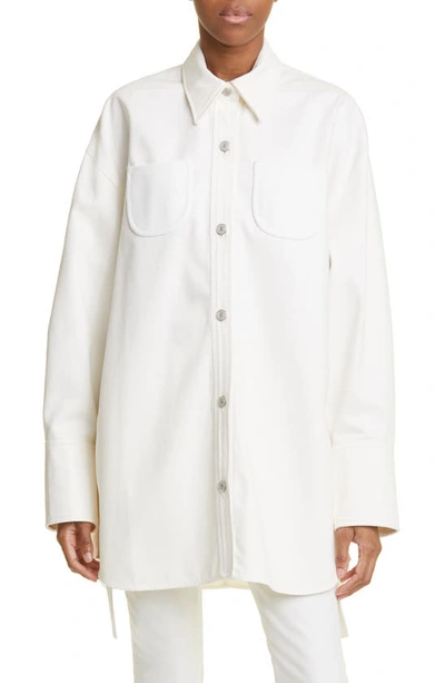 Courrèges Mega Size Cotton-blend Denim Shirt In White