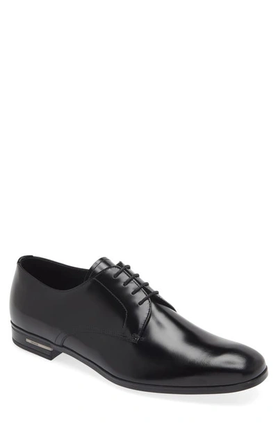 Prada Leather Derby Shoes In Nero