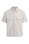 HUDSON SHORT SLEEVE FAUX LEATHER BUTTON-UP SHIRT