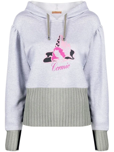 Cormio Michelle Graphic-print Cotton Hoodie In Grey