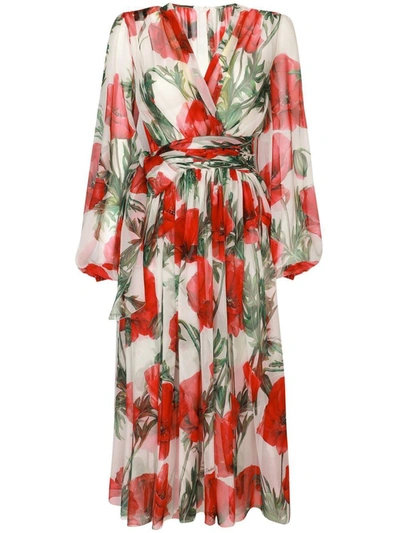 Dolce & Gabbana Floral-print Tiered Midi Dress In Multicolour