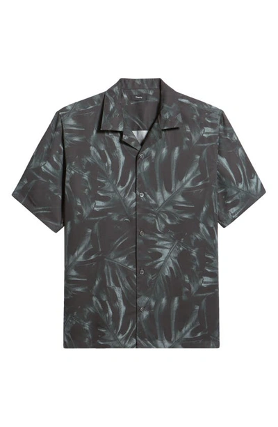Theory Noll Palm Print Regular Fit Shirt In Grey
