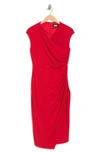 Alexia Admor Yoon Cap Sleeve Draped Sheath Dress In Red