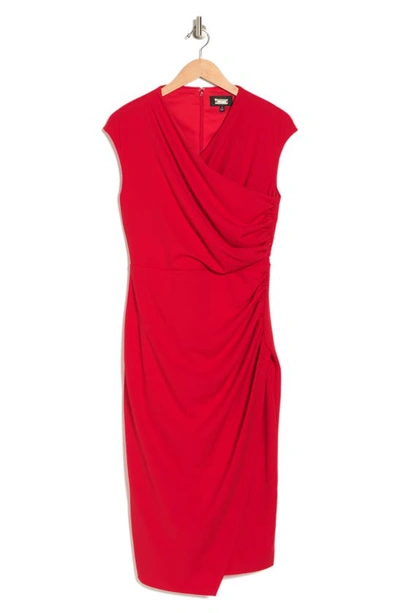 Alexia Admor Yoon Cap Sleeve Draped Sheath Dress In Red