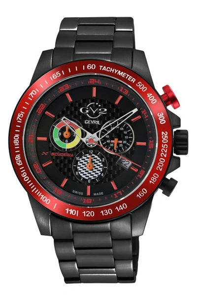 Gv2 Men's Scuderia 45mm Ip Stainless Steel Chronograph Bracelet Watch In Black