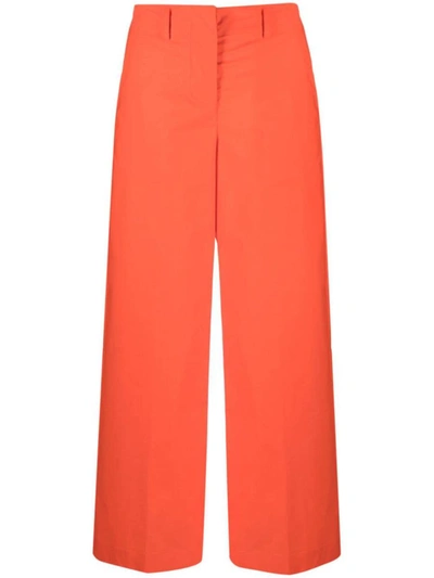 Erika Cavallini High-waisted Cotton Trousers In Red