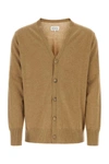 Maison Margiela Melange Cappuccino Wool Blend Cardigan In Camel
