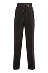 Maison Margiela Straight-leg Drawstring Linen Pants In Brown