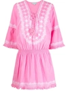 Melissa Odabash Martina Embroidered Coverup Mini Dress In Pink White